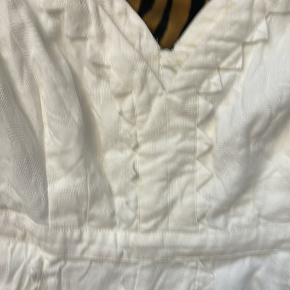Women's White V-Neck A-Line Dress - Picture 3 of 6